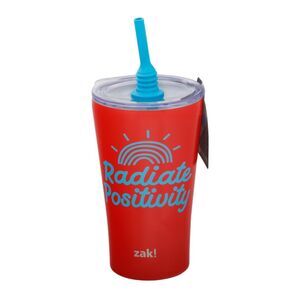 Zak Unisex Red Stainless Steel Vacuum Insulated Tumbler With Straw NWT